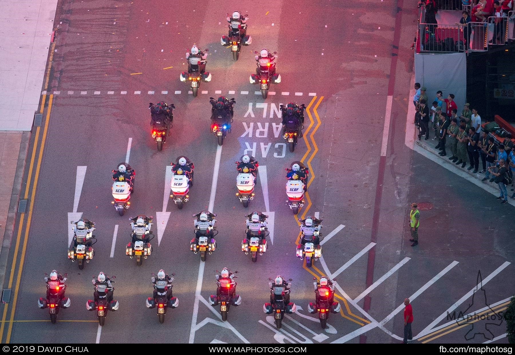 Formation of traffic police motorbikes from the mobile column