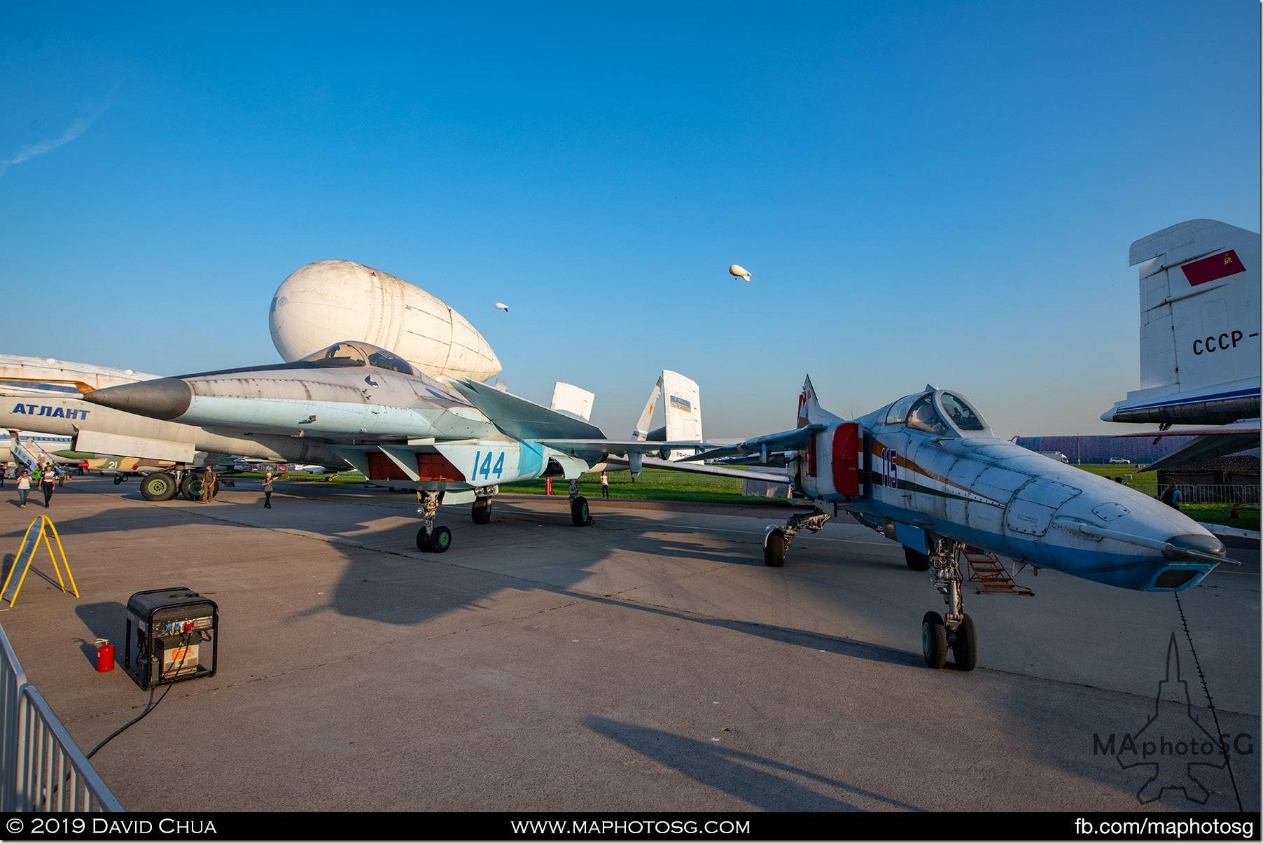 Mikoyan Project 1.44 on the left and Gromov Flight Research Institute Mikoyan-Gurevich MiG-27