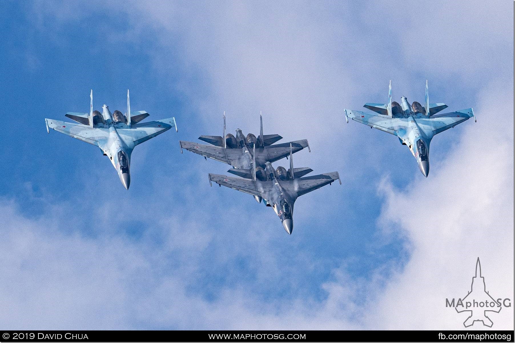 Formation of four Sukhoi Su-35S fighters