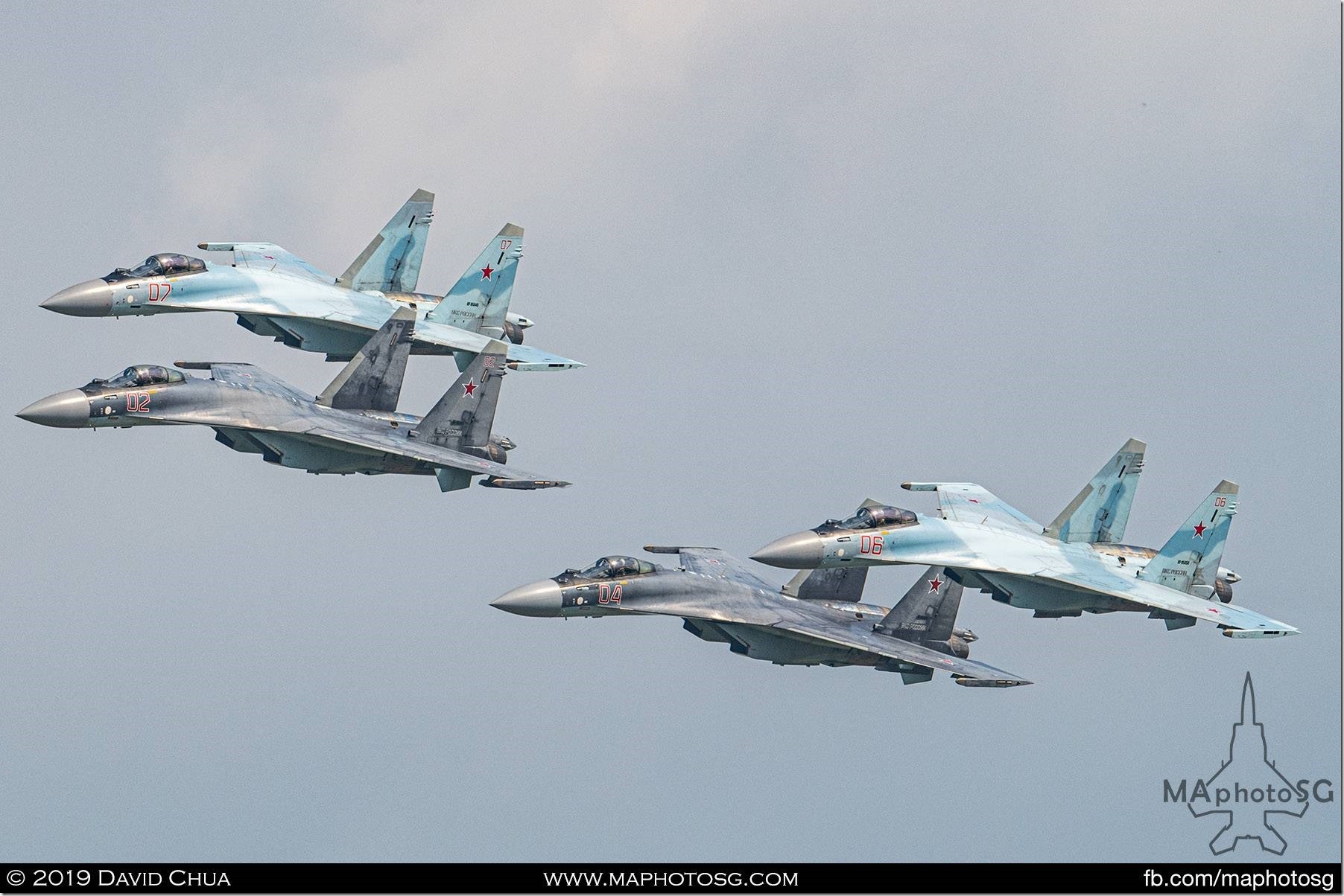 Formation of four Sukhoi Su-35S fighters