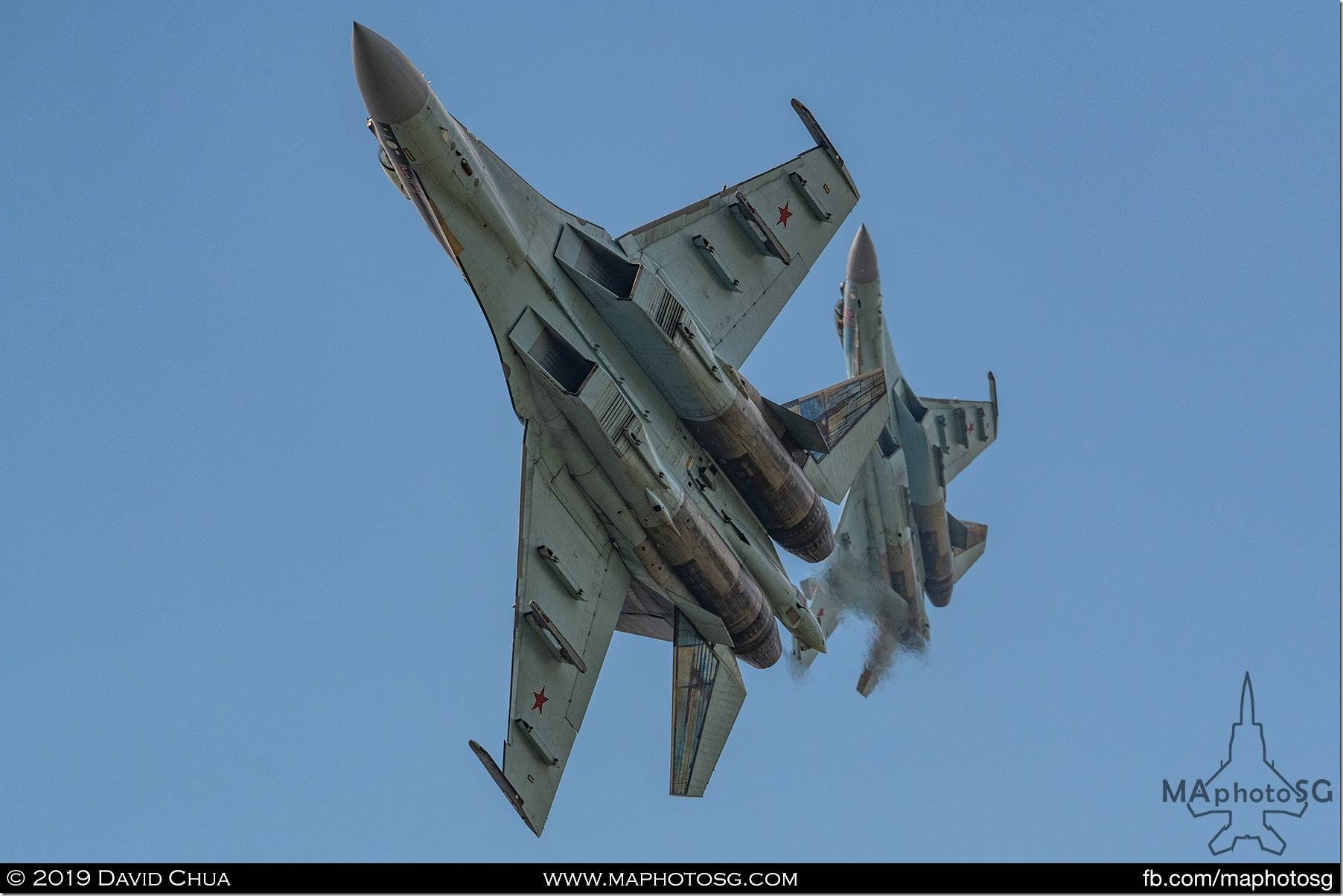 Sukhoi Su-35S demonstrating air combat manoeuvres