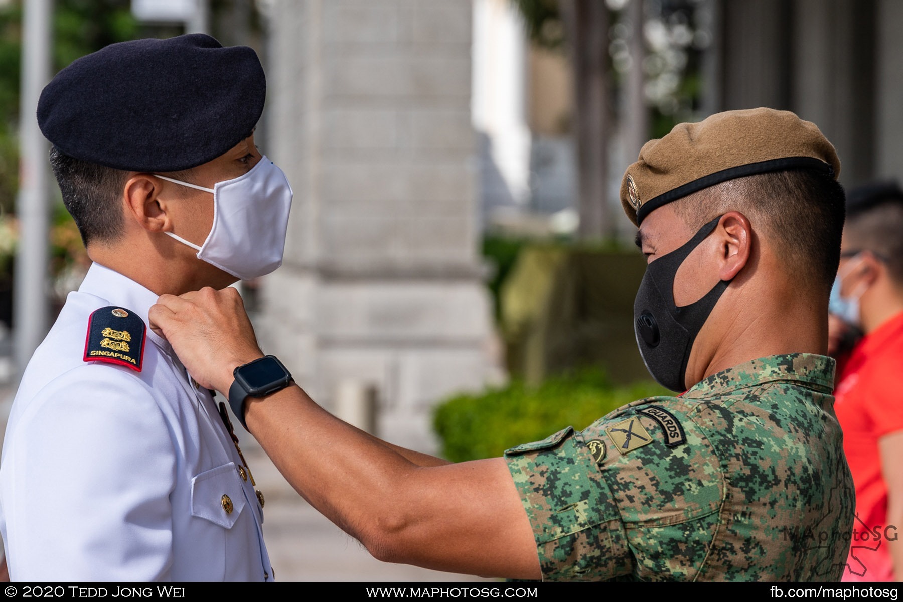 LTC Nicholas Ong goes through final preparations before the start of the parade.