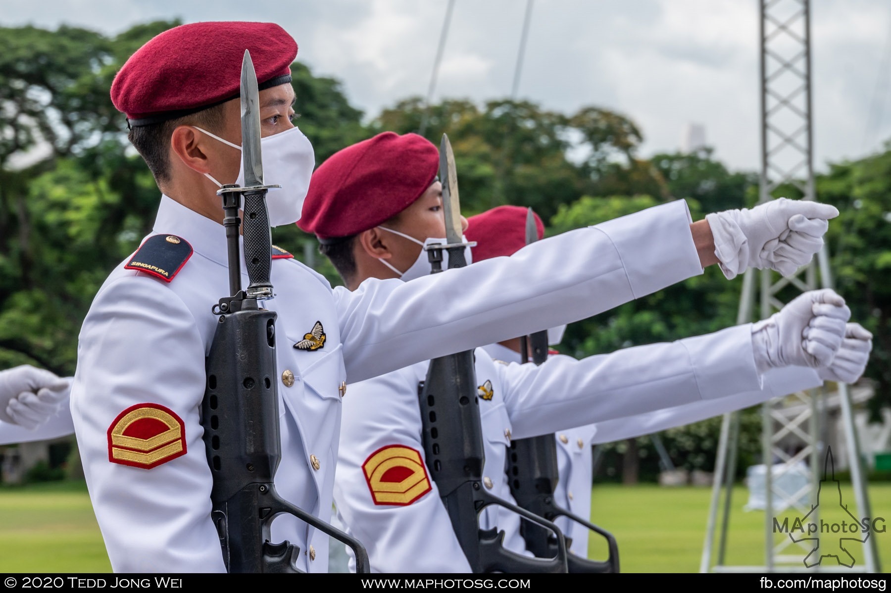 The Army Guard of Honour marches past during the Parade@Padang.