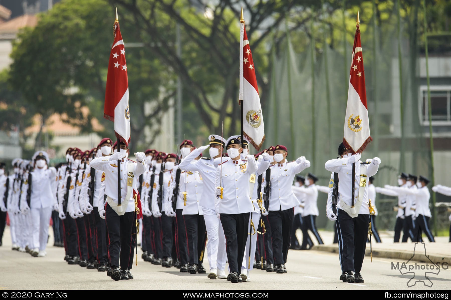 Lieutenant-Colonel (LTC) Nicholas Ong, Parade Commander, marches off the contingents at the Parade@Padang.