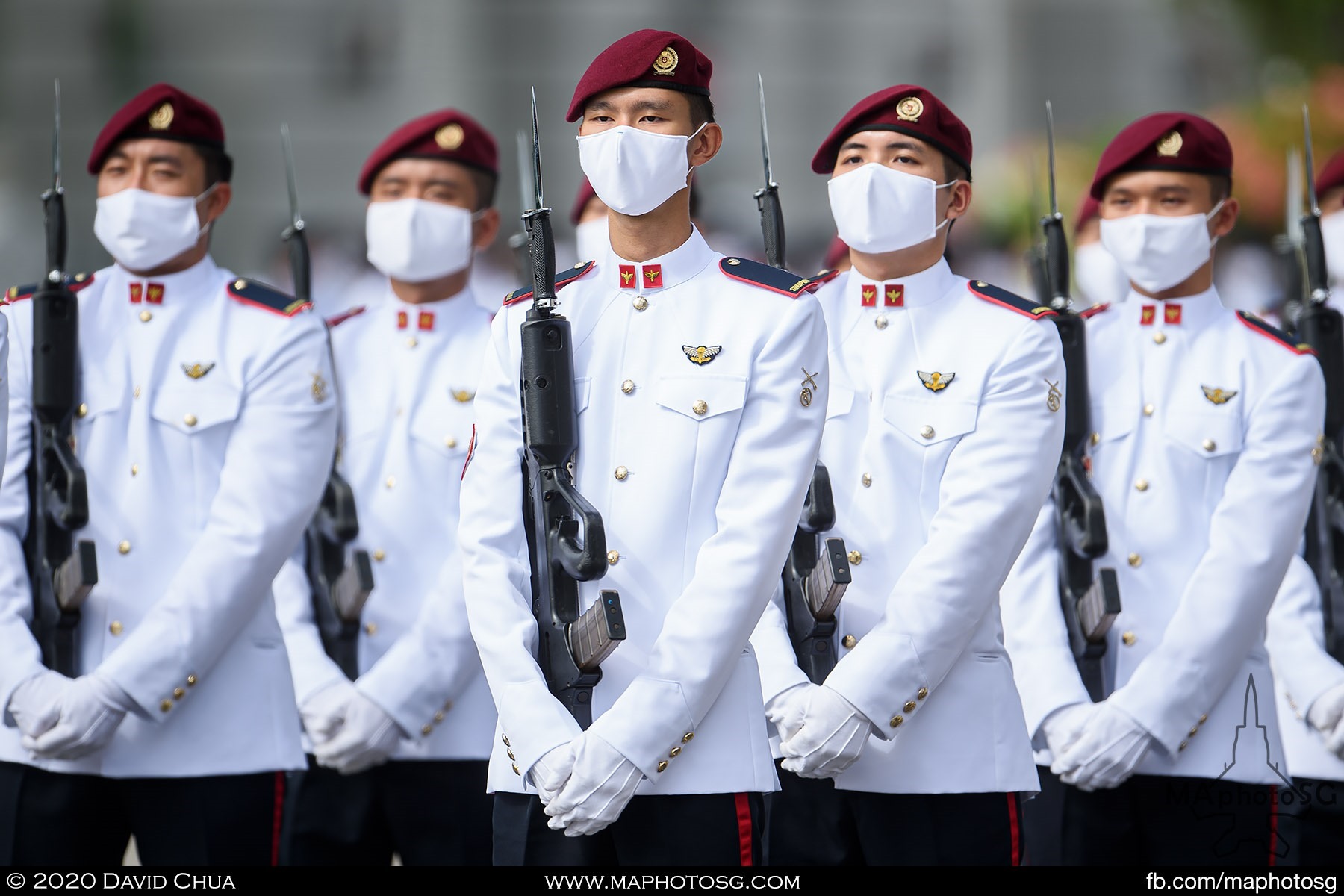 The Army Guard of Honour contingent stands at ease during the Parade@Padang.