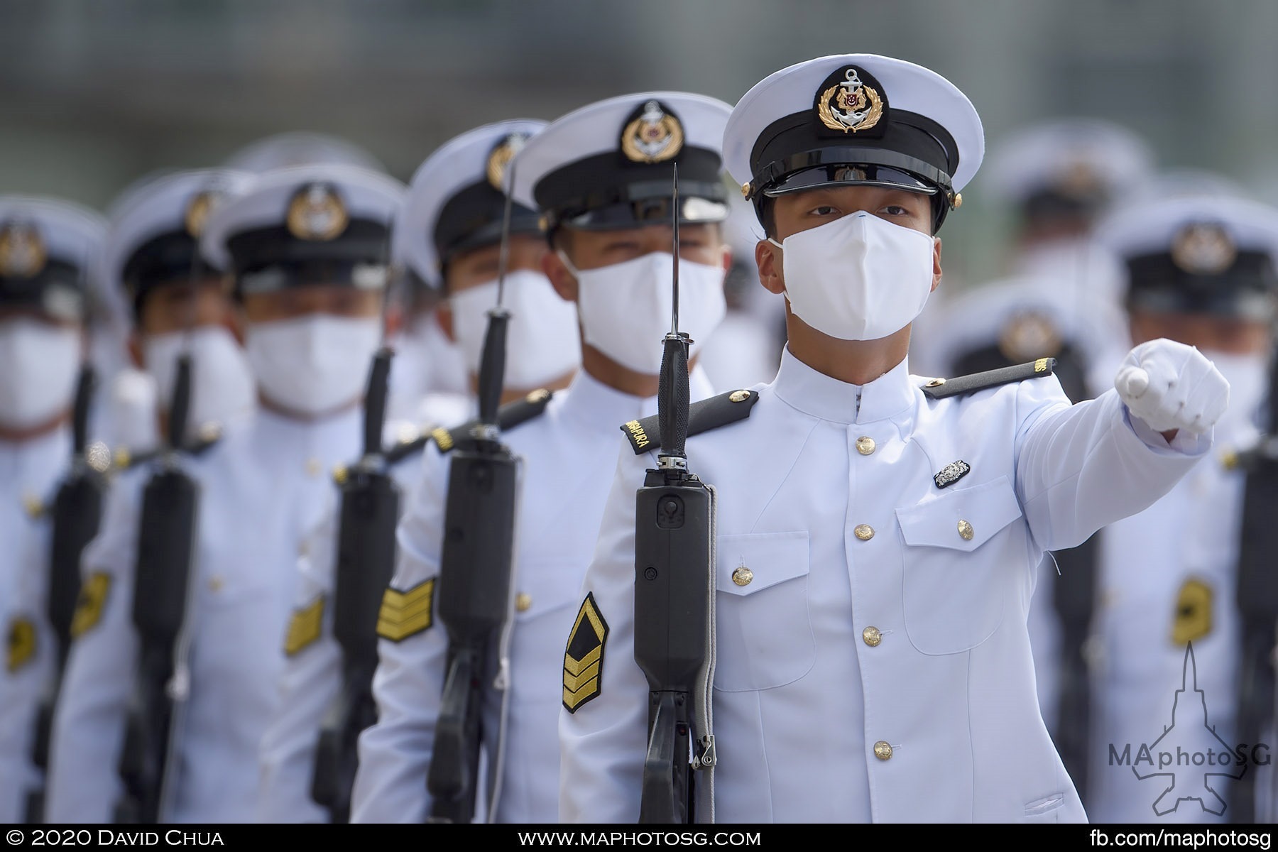 The Navy Guard of Honour contingent marches off during the Parade@Padang.