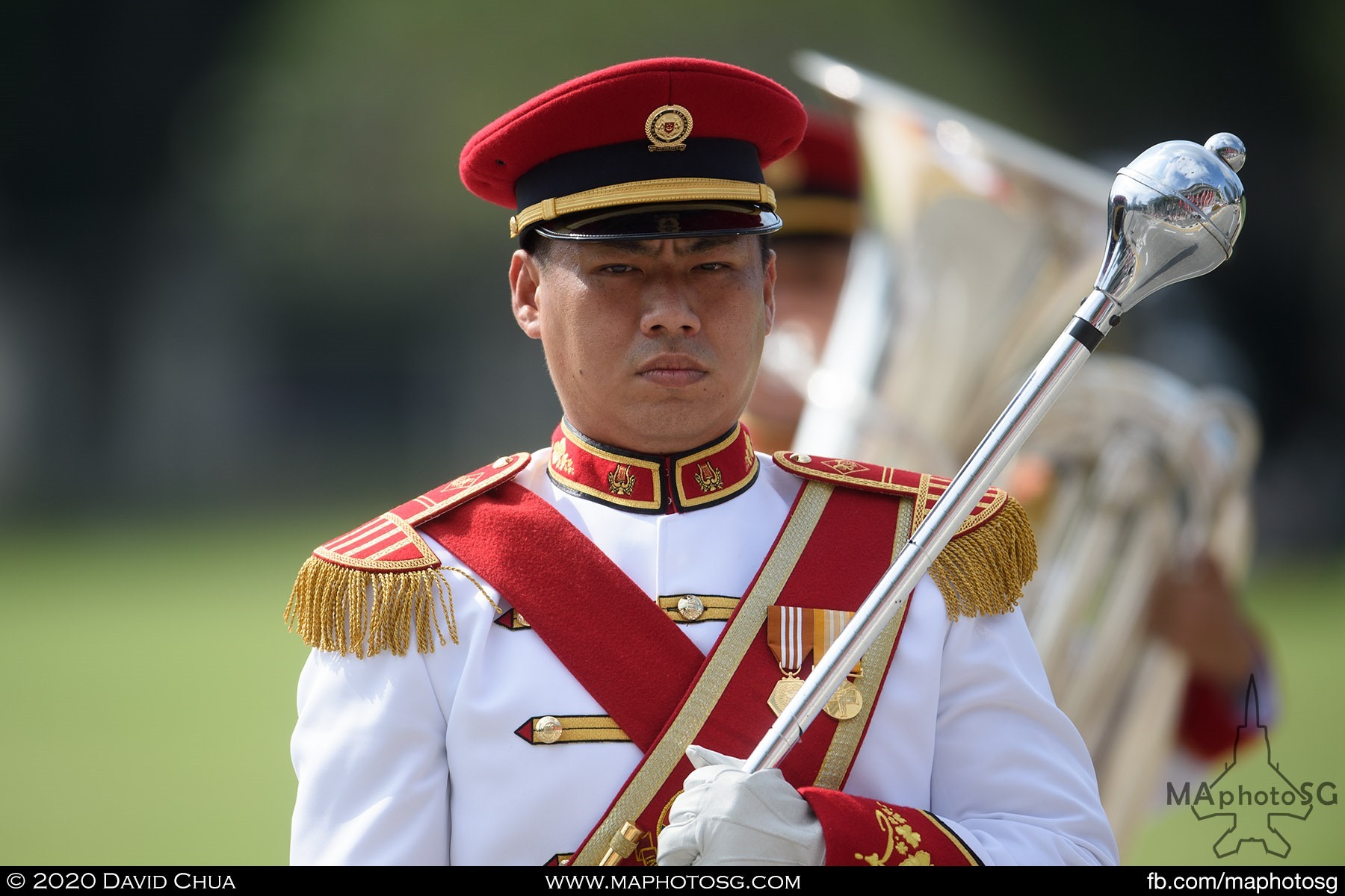 Military Expert 2 (ME2) Jash Chua is the Drum Major for the Combined Band contingent for the Parade@Padang.