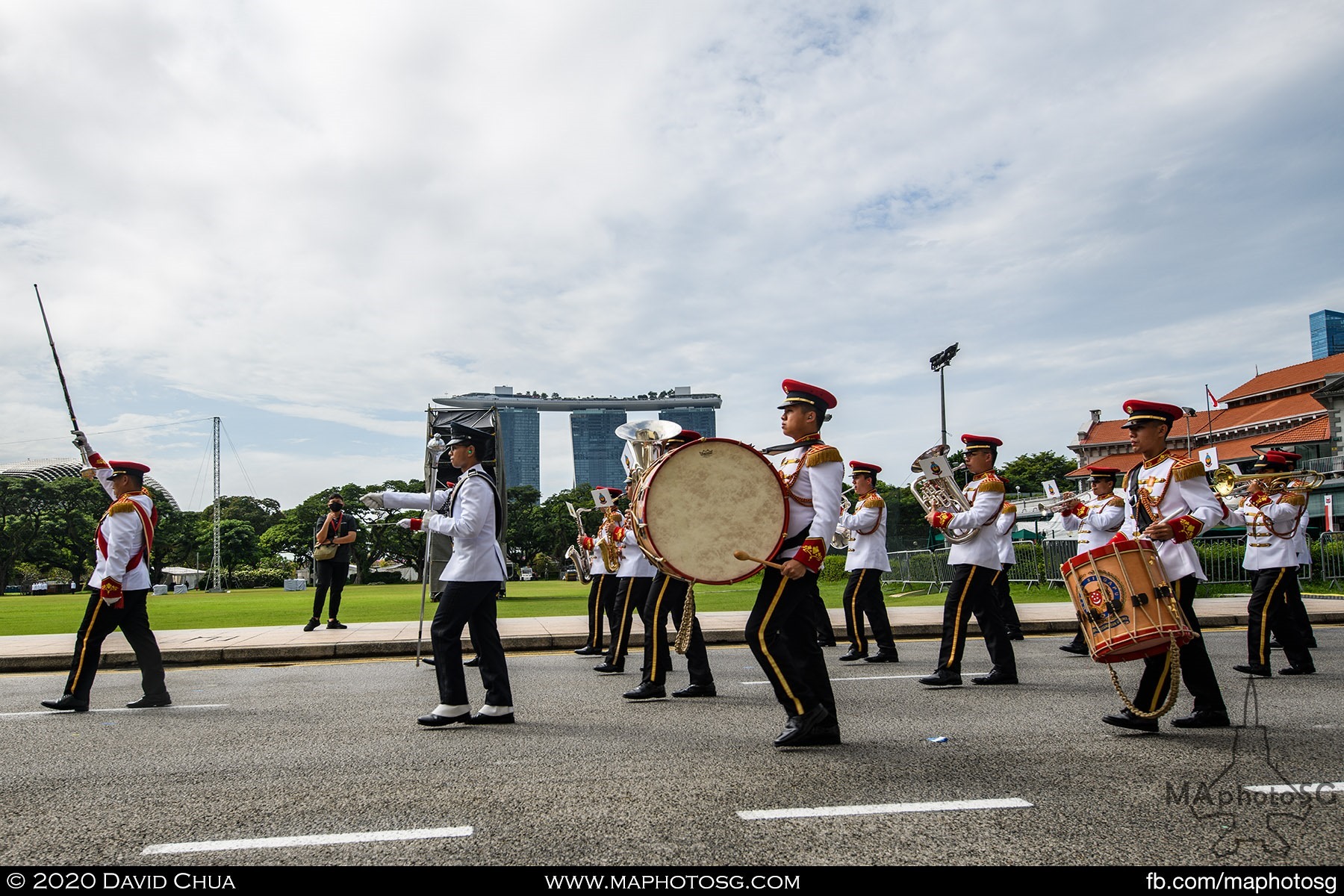 The Combined Band contingent leads the contingents march in for the Parade@Padang.