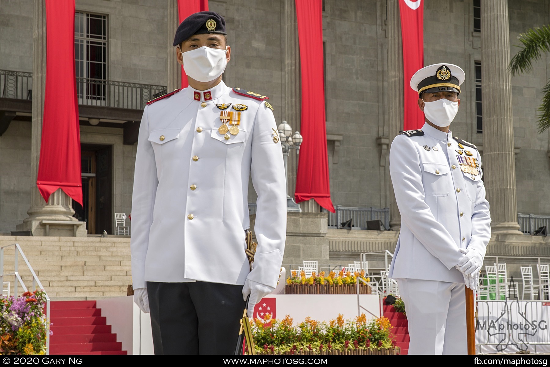 LTC Nicholas Ong, Parade Commander (left) and MWO David Ling, Parade Regimental Sergeant Major (right)