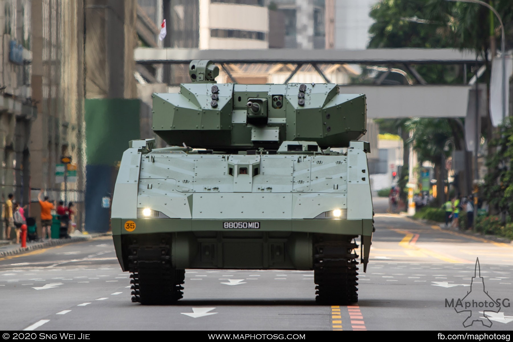 Singapore Army's Hunter Armoured Fighting Vehicle takes to the roads as part of the Mobile Column.
