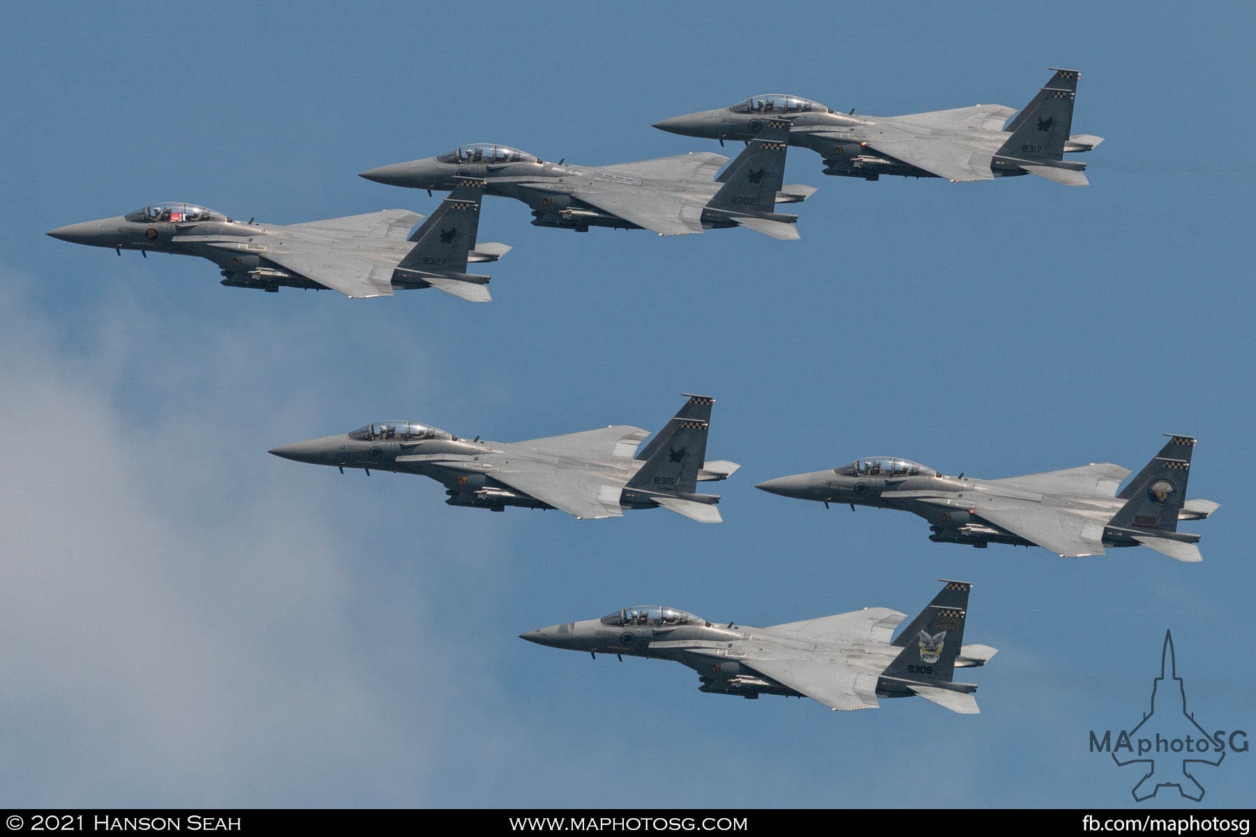 RSAF F-15SGs on their flight around Singapore