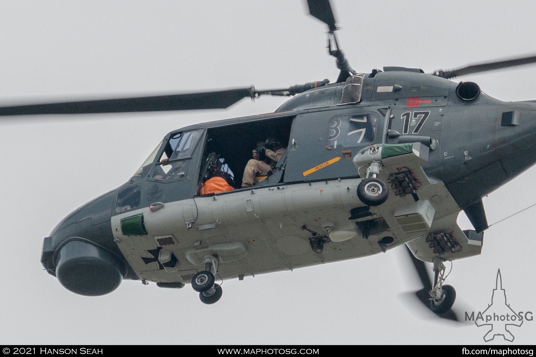 11 January 2022: 83+17 Lynx Mk88a from German Navy's frigate Bayern lifts off from PLAB