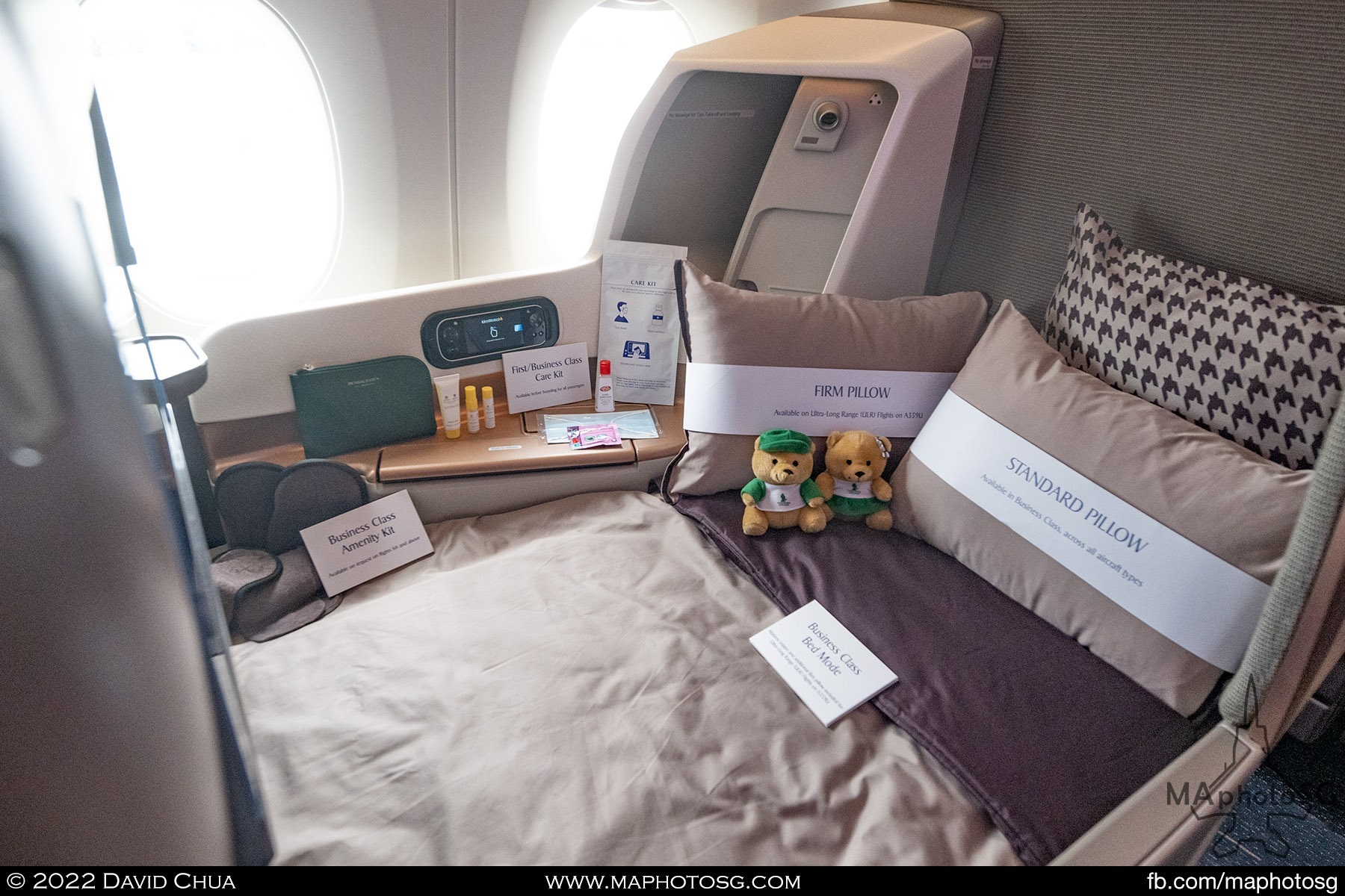 Singapore Airlines A350 Business Class Seat in bed mode