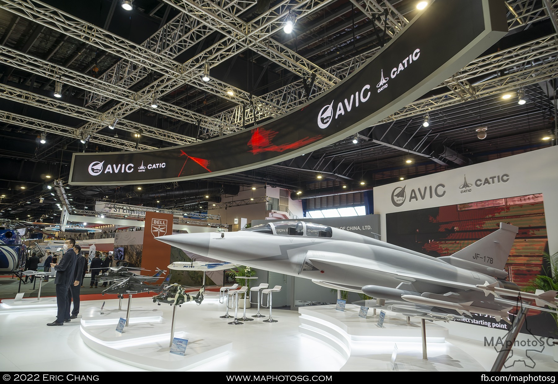 Model of a JF-17B on display at the AVIC booth