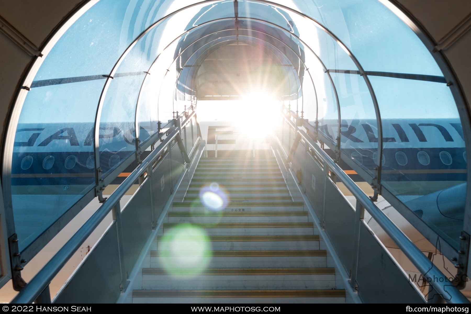 Ascending the stairs to the Singapore Airlines A350-900