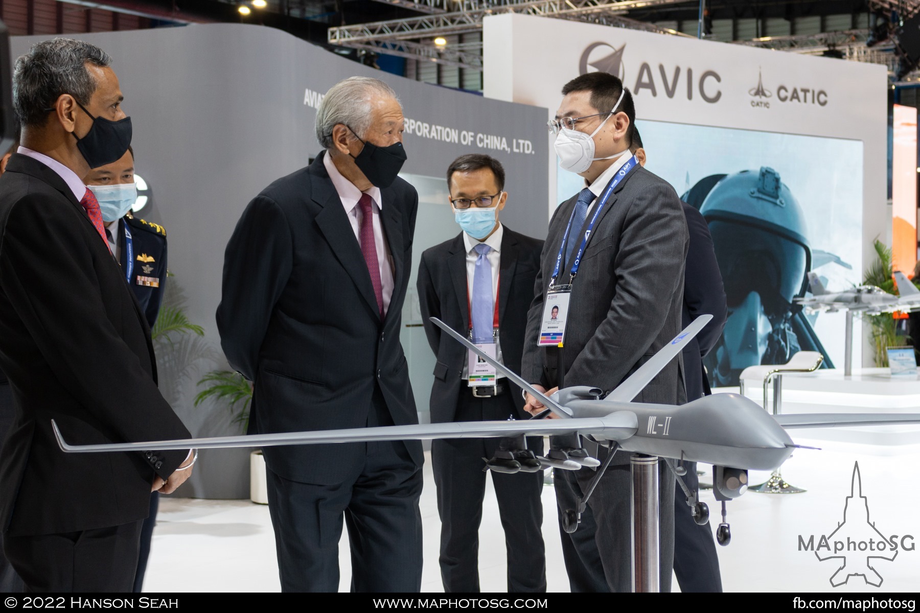 Dr Ng Eng Hen, Minister for Defence taking interest on the Wing Loong II drone