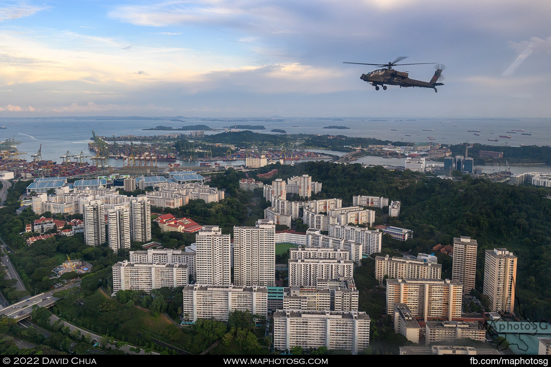 View from Chinook flying the state flag as it passes by the Telok Blangah estate