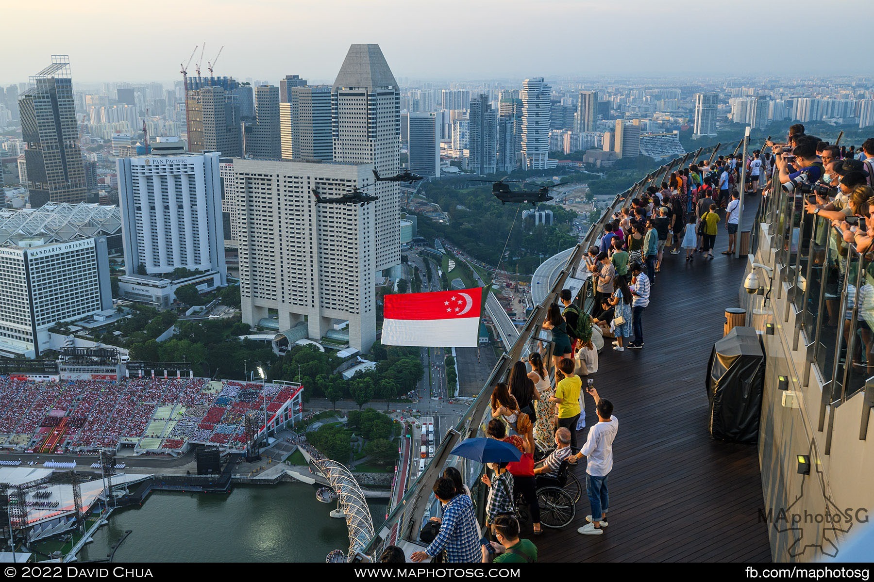 View from Marina Bay Sands Skypark as the National Anthem is played