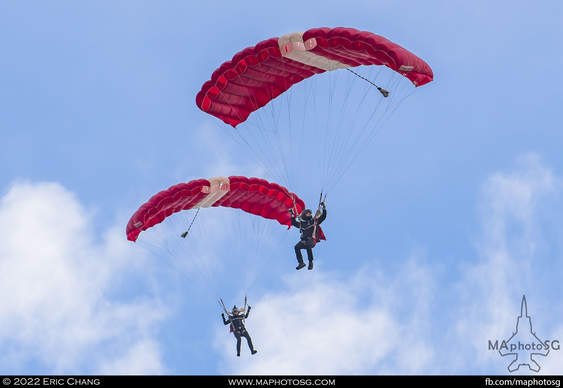 A pair Red Lions with canopy open coming in to land at the show centre