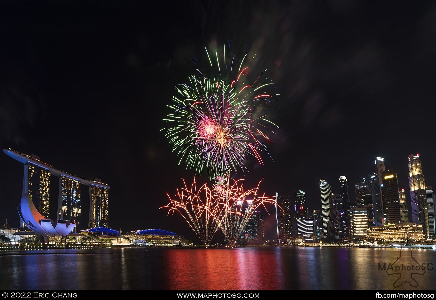 Fireworks over the Marina Bay as the celebration comes to a close