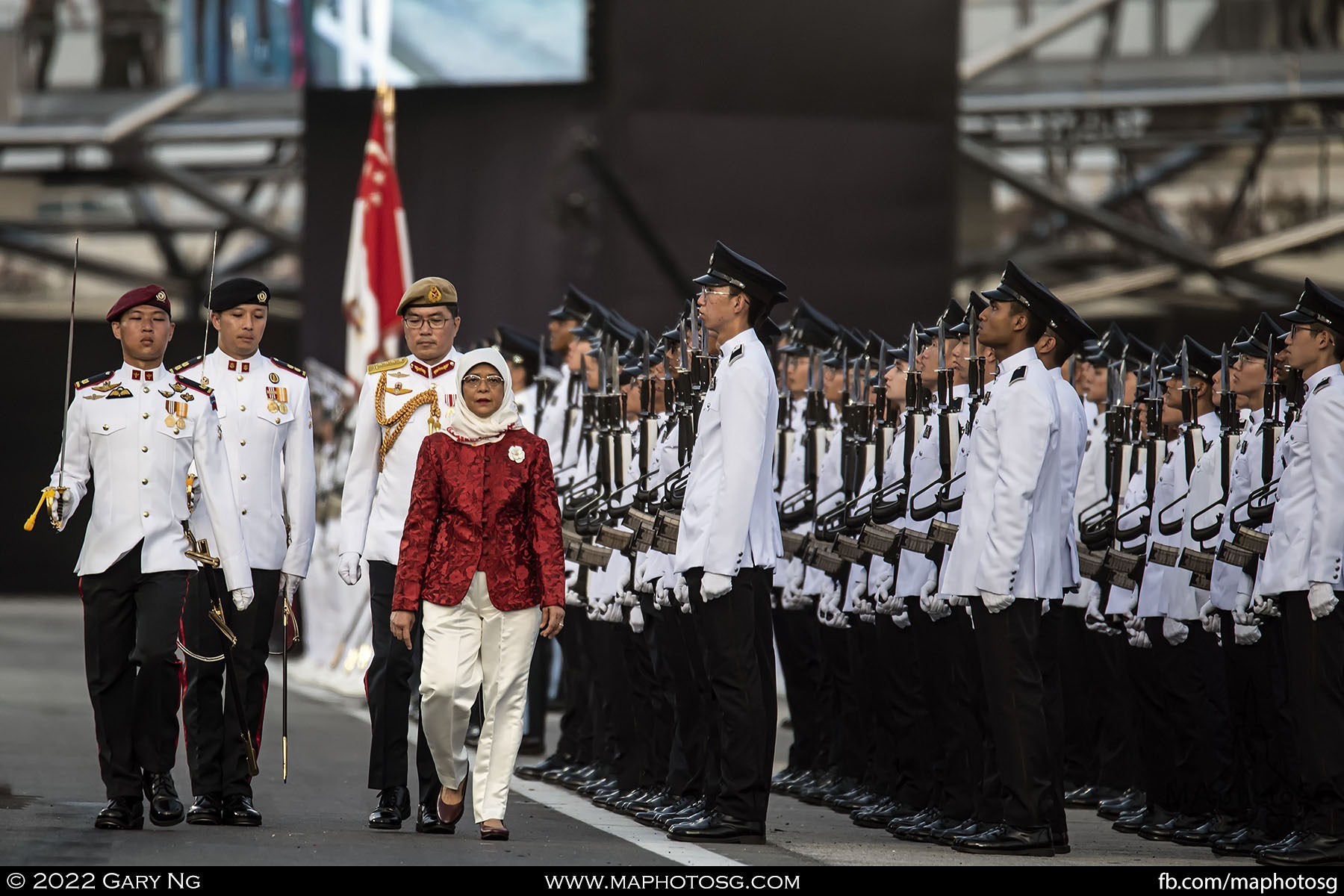 President Halimah Yacob inspects the Guard of Honor