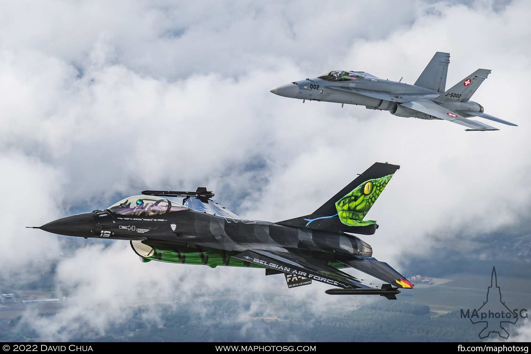 Belgium Air Force F-16 Solo Display Dream Viper and Swiss Air Force F-18C Hornet