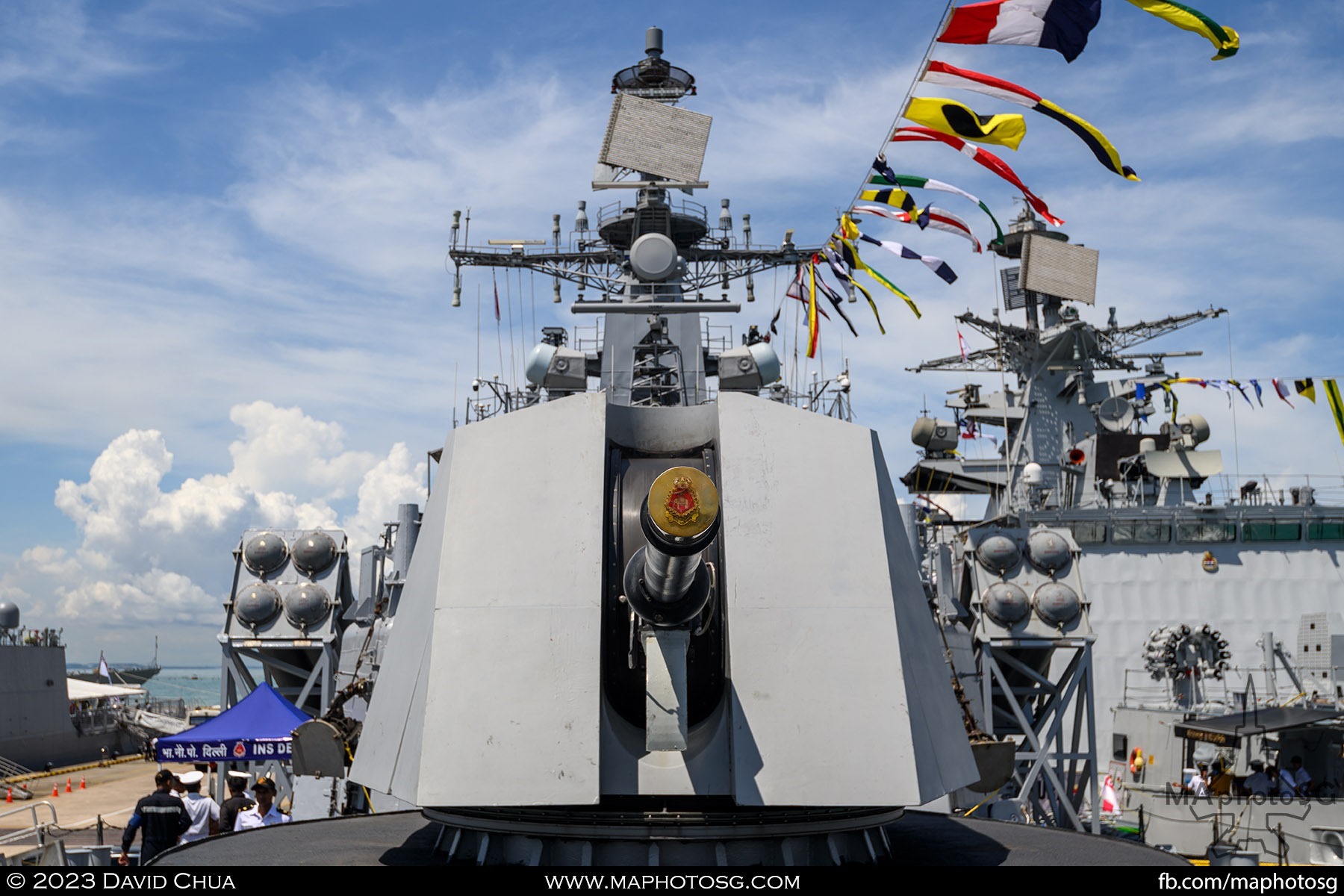 100mm AK-100 gun and 8 BrahMos launchers of the INS Delhi