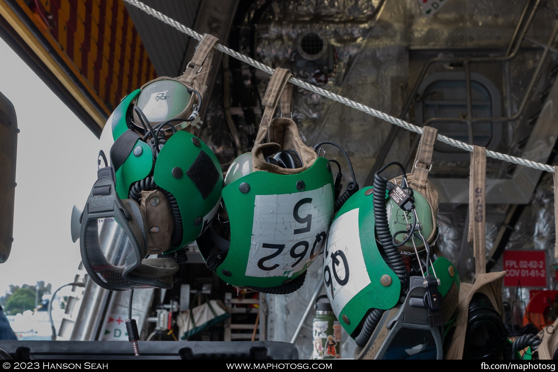 Crew helmets on USS Mobile (LCS-26)