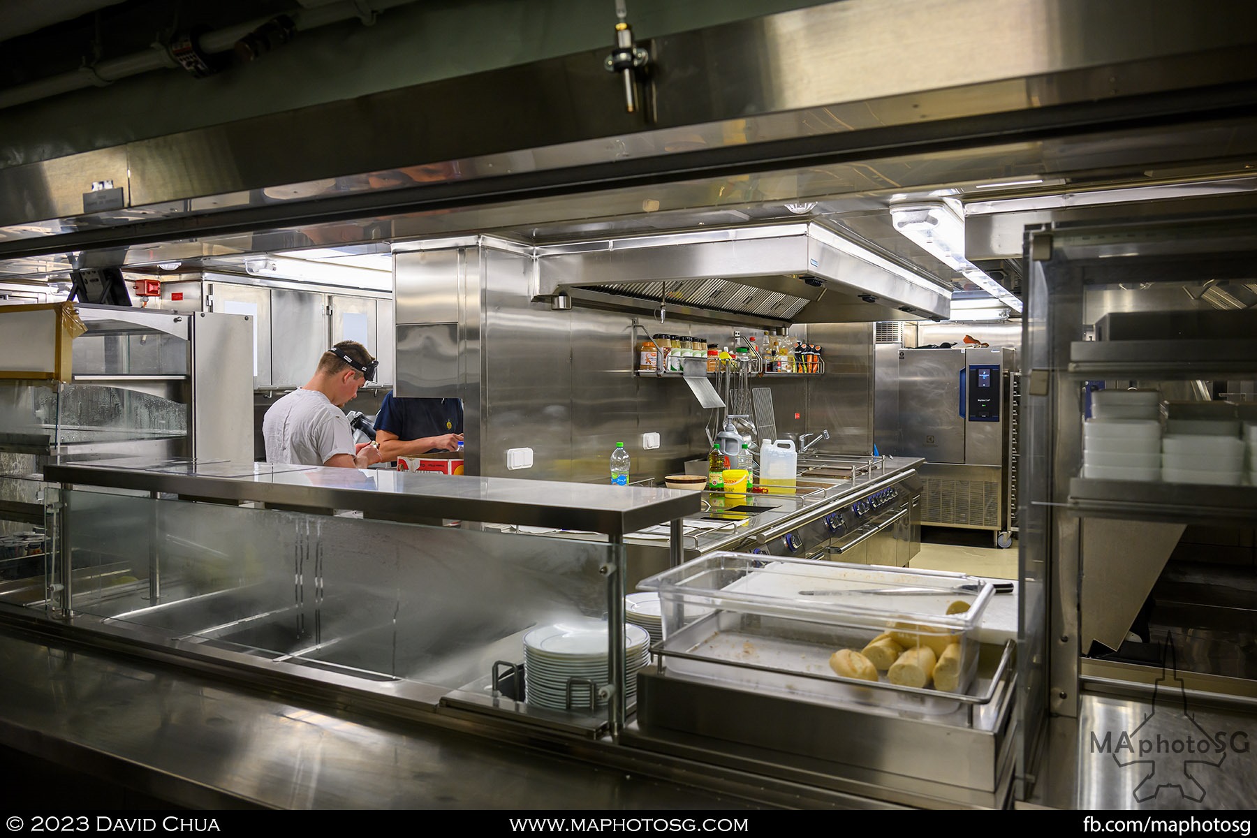 Kitchen manned by 5 crew members