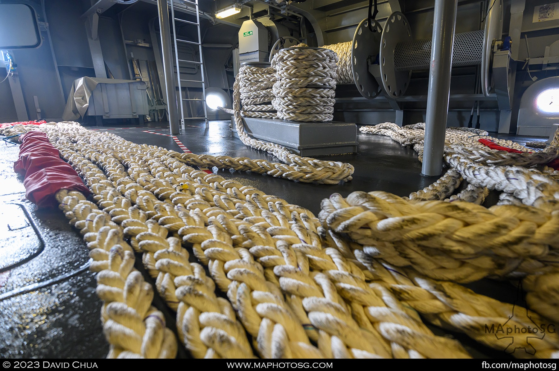 Ropes on one of the desks of the Lorraine