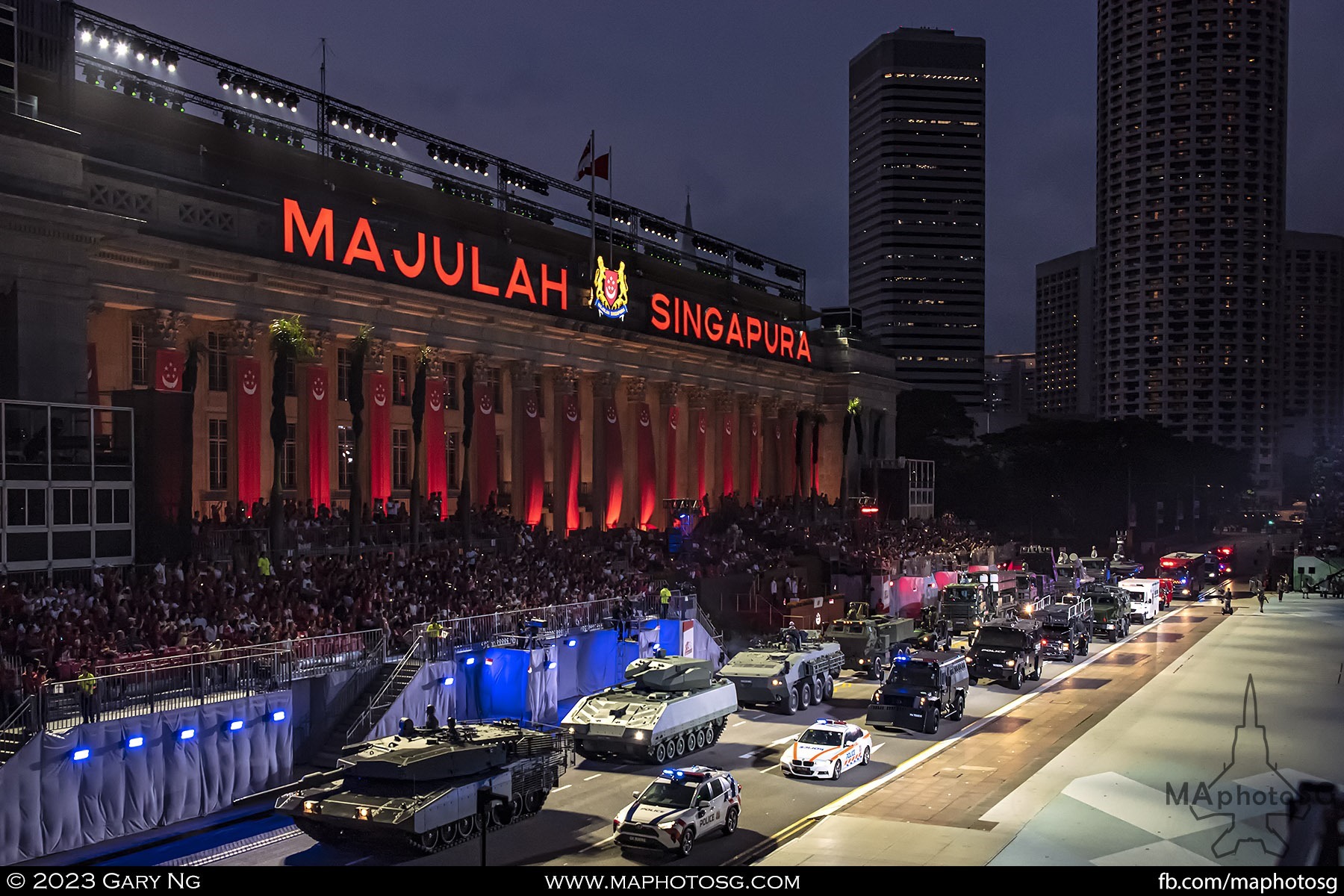 Combined SAF and Home Team vehicular drive past of the Total Defence Parade segment