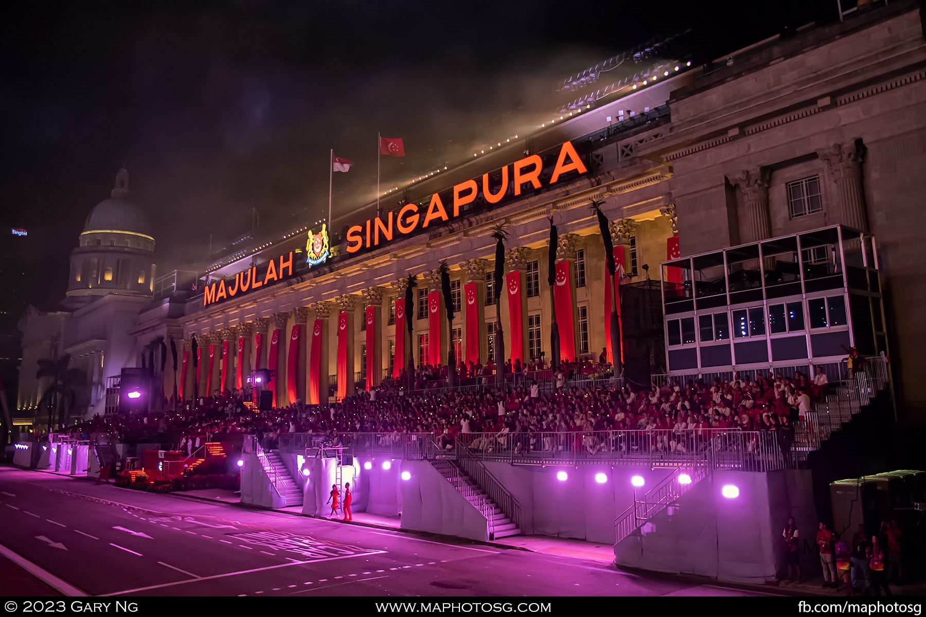 Lighted up City Hall facade of NDP 2023