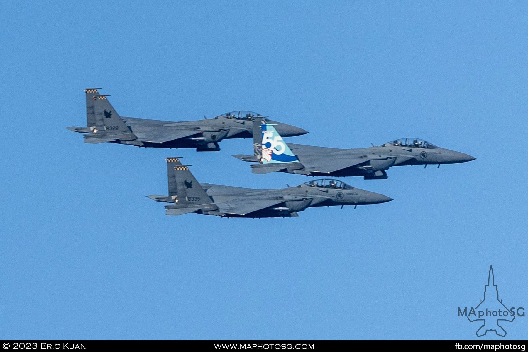 3 RSAF F-15SG follows closely behind as part of the Island Flypast.