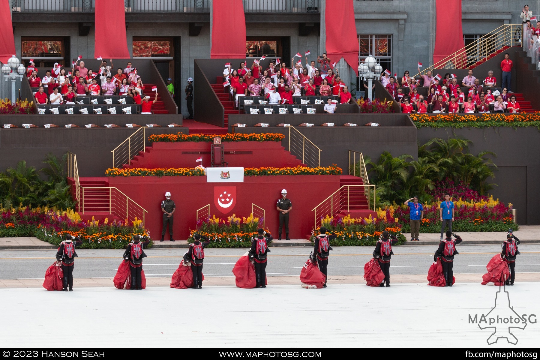 The Red Lions saluting the seated Members of the Parliament to conclude their segment of the show.