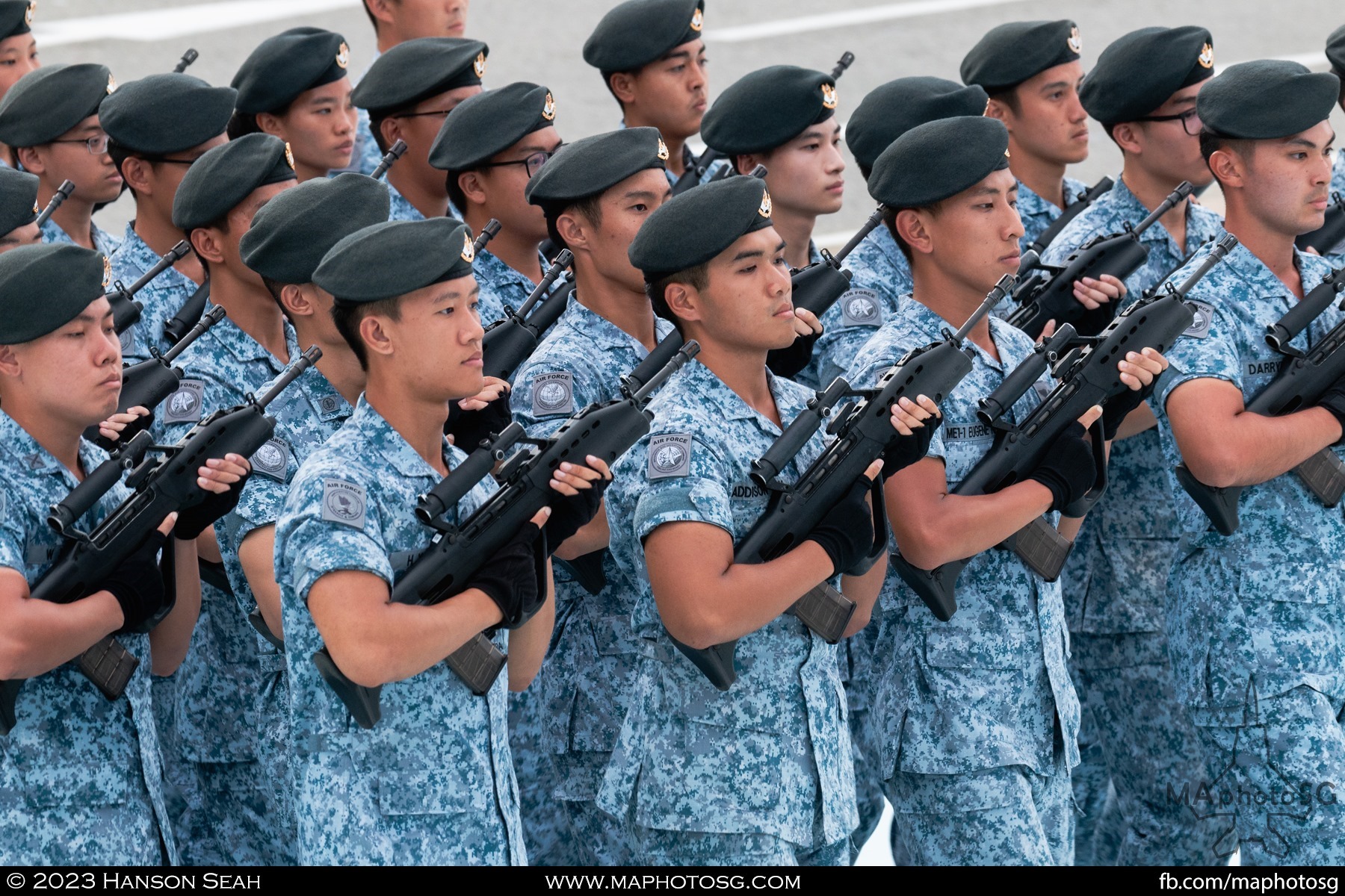 The RSAF contingent marches in for the formation of the parade.