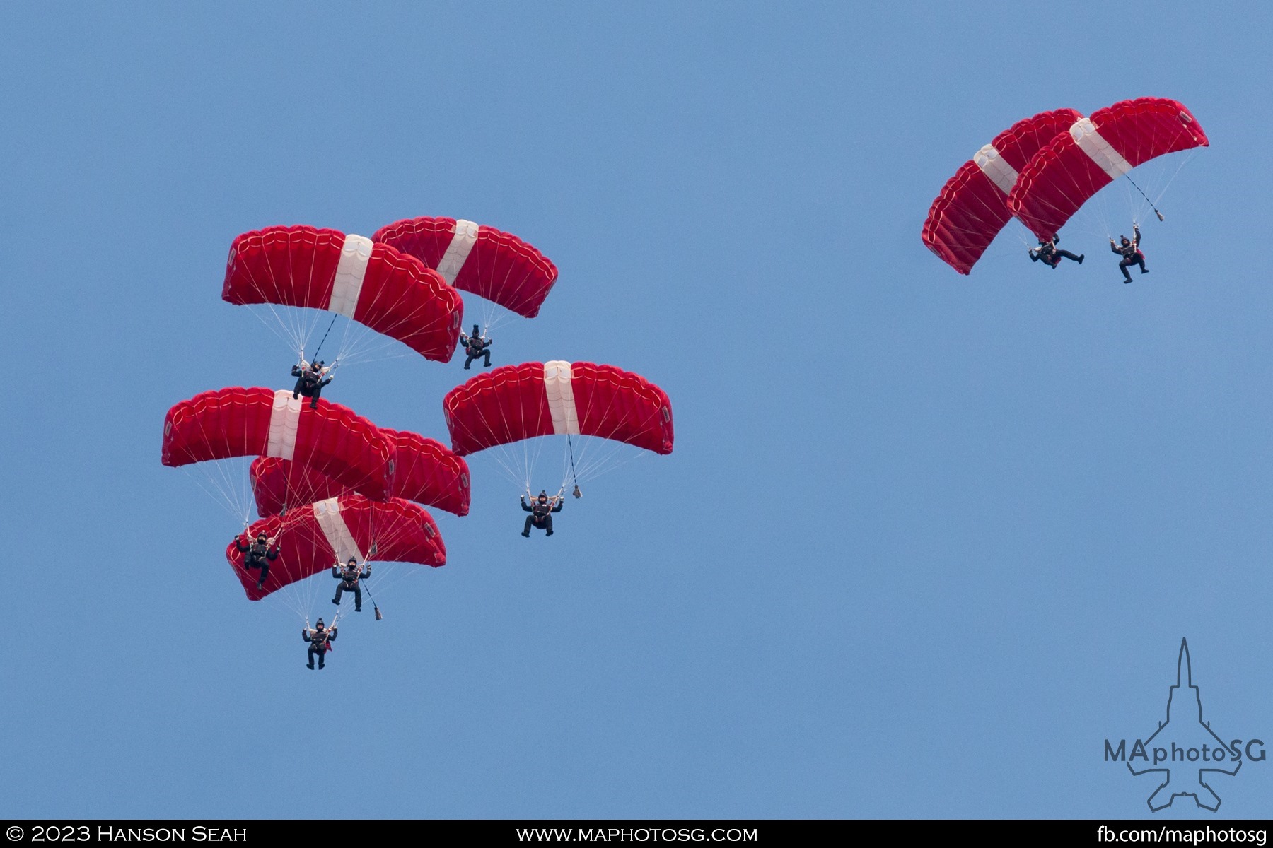 The Red Lions sequencing their landing orders in a stacked formation.