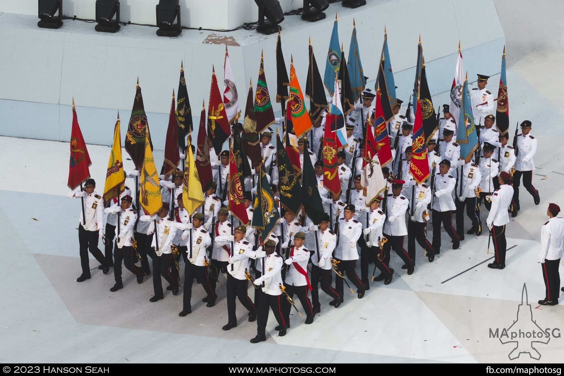 The parade prepares to exit show centre, lead by the Colors.