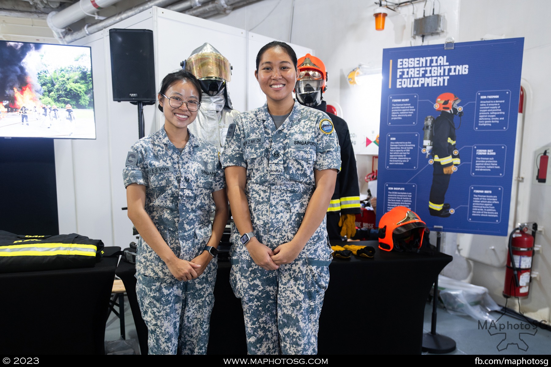 Fire fighting exhibits on the RSS Endeavour