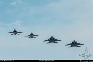 RSAF F-16C and F-15SG in 4 ship formation 